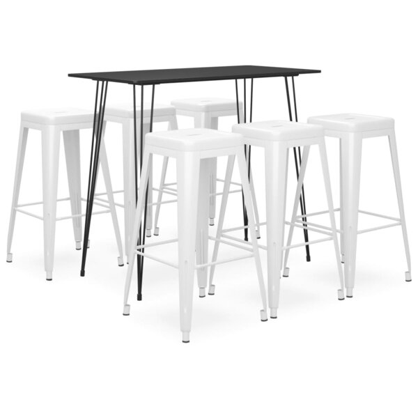 vidaXL Ensemble de bar 7 Pièces Noir et blanc