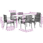 vidaXL Ensemble à manger de jardin et coussins 7 Pièces beige poly rotin