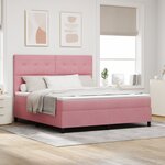 Lit Box Spring vidaXL avec Matelas & LED Rose 180x200 cm Velours