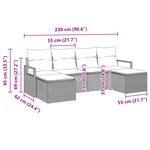 vidaXL Ensemble de Canapés de Jardin 6 Pièces avec Coussins Beige Rotin Poly