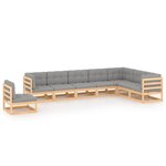 Salon de jardin meuble d'extérieur ensemble de mobilier 8 pièces avec coussins bois de pin massif 02_0017510
