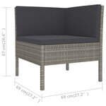 vidaXL Salon de jardin 6 Pièces avec coussins résine tressée gris