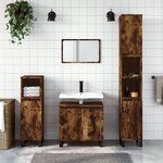 vidaXL Ensemble d'armoires de salle de bain 3 Pièces chêne fumé
