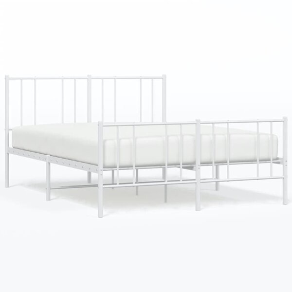 vidaXL Cadre de lit métal avec tête de lit/pied de lit blanc 150x200cm