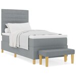 vidaXL Lit à ressorts avec matelas et banc Gris clair 90x200 cm Tissu