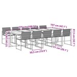 vidaXL Ensemble à manger de jardin 11 Pièces coussins noir résine tressée
