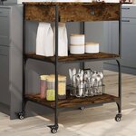 vidaXL Chariot de cuisine chêne fumé 60x48x89 5 cm bois d'ingénierie