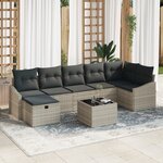 vidaXL Ensemble de canapé de jardin 8 pièces avec coussins taupe poly rotin
