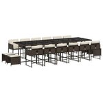 vidaXL Ensemble à manger de jardin et coussins 17 Pièces marron rotin