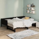 vidaXL Lit coulissant sans matelas noir 2x(80x200)cm