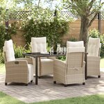 vidaXL Ensemble de jardin 5 pièces beige en rotin poly