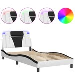 vidaXL Cadre de lit avec lumières LED blanc noir 100x200 cm similicuir