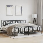 vidaXL Cadre de lit métal sans matelas avec pied de lit noir 193x203cm