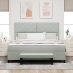 vidaXL Lit box spring avec matelas et banc gris clair 180x200 cm velours