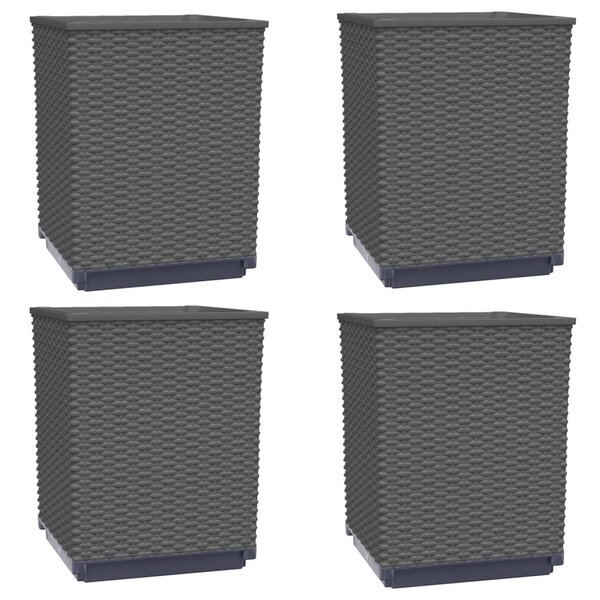 vidaXL Jardinières 4 Pièces noir 30x30x37 cm polypropylène