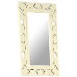 vidaXL Miroir sculpté à la main Blanc 80x50 cm Bois de manguier massif