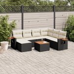 vidaXL Salon de jardin 8 Pièces avec coussins noir résine tressée