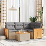 vidaXL Salon de jardin avec coussins 5 Pièces beige résine tressée