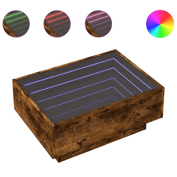 vidaXL Table basse avec LED chêne fumé 70x50x30 cm bois d'ingénierie