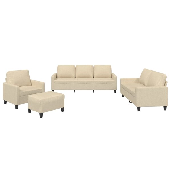 vidaXL Ensemble de canapés 4 Pièces avec coussins Crème Tissu