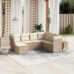 vidaXL Salon de jardin avec coussins 7 Pièces beige résine tressée