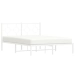 vidaXL Cadre de lit métal sans matelas et tête de lit blanc 135x190 cm