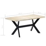 vidaXL Table à manger Blanc 160x80x75 cm Bois de manguier massif