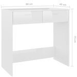 vidaXL Bureau Blanc brillant 80x40x75 cm Aggloméré