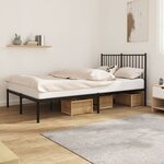 vidaXL Cadre de lit métal sans matelas avec tête de lit noir 120x200cm