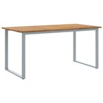 Table de Salle à Manger d'extérieur vidaXL Grise 160x80x75 cm en Acier et Bois Solide d'Acacia