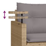 vidaXL Salon de jardin avec coussins 3 Pièces beige résine tressée