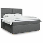 vidaXL Sommier à lattes de lit avec matelas Gris foncé 200x200cm Tissu