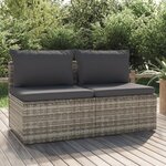 vidaXL Canapé de jardin 2 places avec coussins Gris Résine tressée