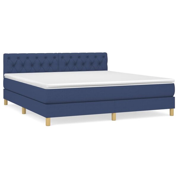 vidaXL Sommier à lattes de lit avec matelas Bleu 160x200 cm Tissu