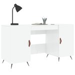 Bureau table poste de travail meuble d'ordinateur informatique étude brillant 140 x 50 x 75 cm bois d'ingénierie blanc 02_0023540