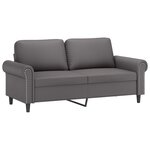 vidaXL Canapé 2 places avec oreillers décoratifs gris 140cm similicuir