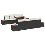 Ensemble de Canapé de Jardin 9 Pièces vidaXL avec Coussins en Poly Rattan Noir