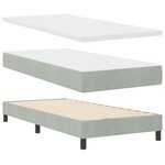 Lit Box Spring vidaXL avec Matelas & Lumière LED Gris clair 90x200 cm Velours