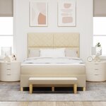 vidaXL Lit à Ressorts avec Matelas & Banc Crème 140x200 cm Tissu