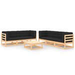 Salon de jardin meuble d'extérieur ensemble de mobilier 7 pièces avec coussins bois de pin massif 02_0017106