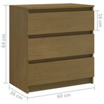 vidaXL Table de chevet Marron miel 60x36x64 cm Bois de pin massif