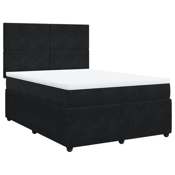 vidaXL Sommier à lattes de lit et matelas Noir 160x200 cm Velours