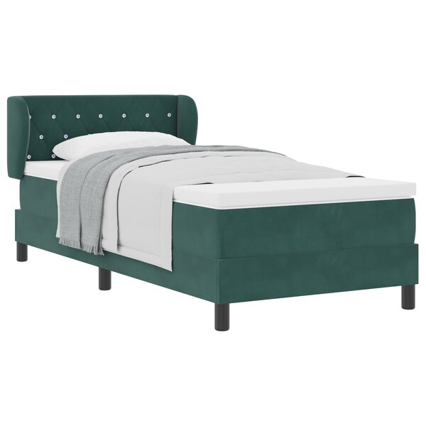Lit avec sommier et matelas vidaXL Vert foncé 90x190 cm en velours