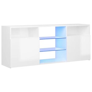 vidaXL Meuble TV avec lumières LED blanc brillant 120x30x50 cm