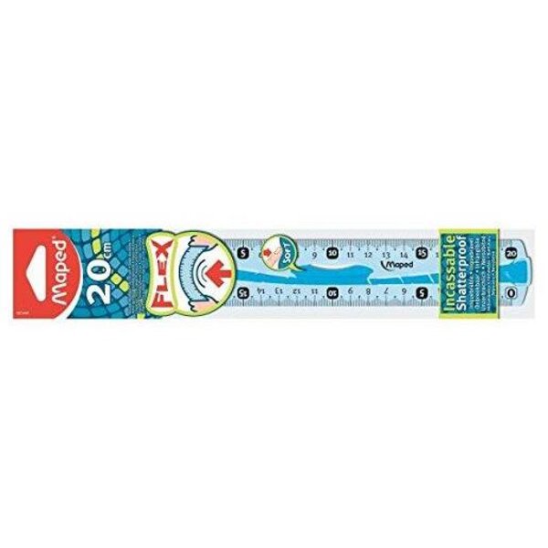 Règle plate Double Décimètre Incassable Flex 20 cm Bleu ou Vert MAPED