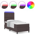 vidaXL Lit avec sommier et matelas & LED marron foncé 100x200 cm tissu