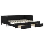 vidaXL Lit de jour avec gigogne et tiroirs noir 80x200 cm tissu