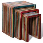 vidaXL Table gigogne 3 Pièces Teck recyclé coloré