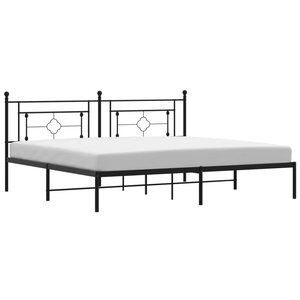 vidaXL Cadre de lit métal avec tête de lit noir 200x200 cm
