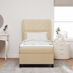 Lit Box Spring Crème avec Matelas  90x200 cm Tissu